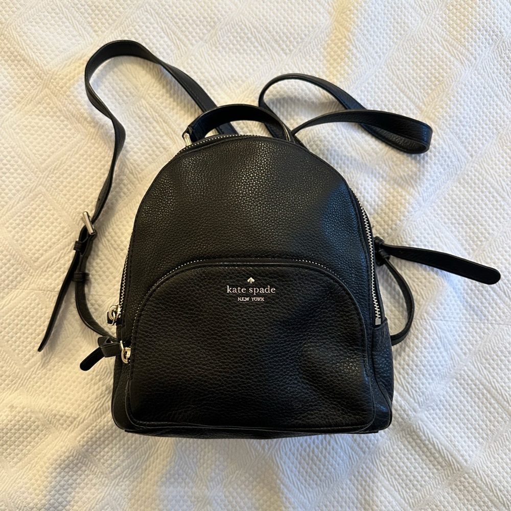 Kate Spade Black Pebbled Leather Backpack